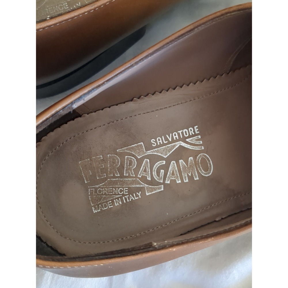 Salvatore Ferragamo Men's Tan Leather Lace-Up Dress Shoes - Picture 6 of 12
